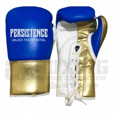 Metallic Gold & Blue Leather Boxing Gloves